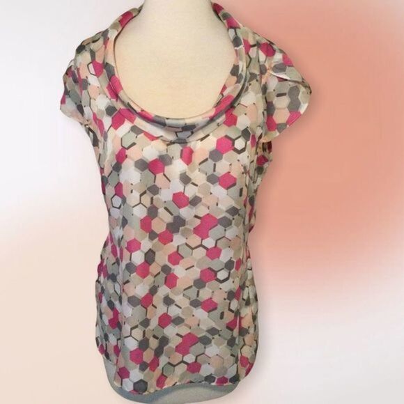 Banana Republic Semi Sheer‎ Geo Print Pullover Top Med - Picture 1 of 10